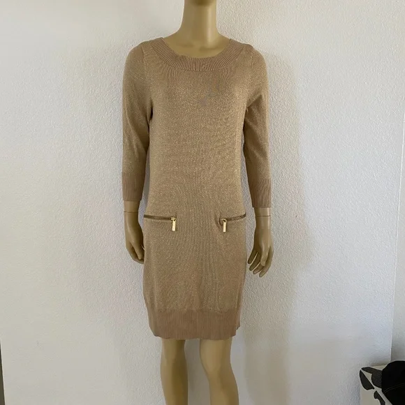 metallic gold sweater dress SER.O.YA Women's Emeri Metallic Knit Mini Dress - Gold